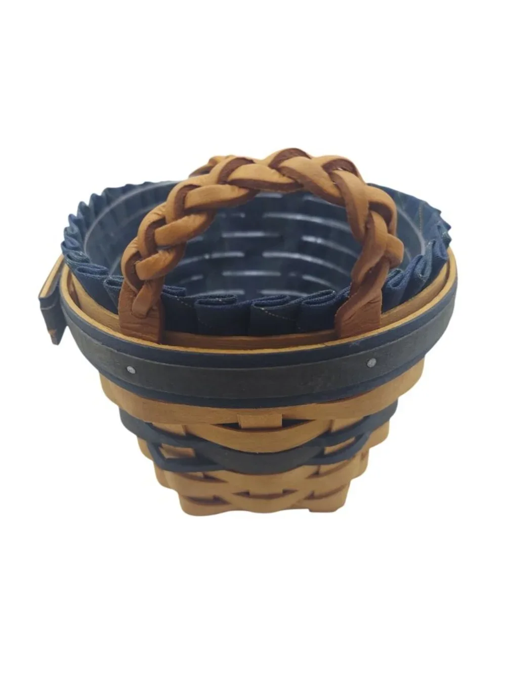 Longaberger 1999 Collectors Club Basket Hand Woven Navy Liner Plastic Protector